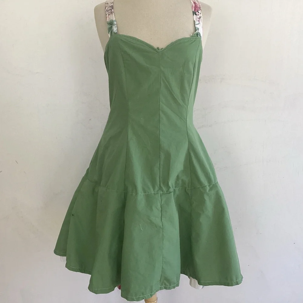 Upcycle Annie Fit/Flare Sweetheart Neckupcycled Floral Kentucky Derby Dress.L - Picture 12 of 14